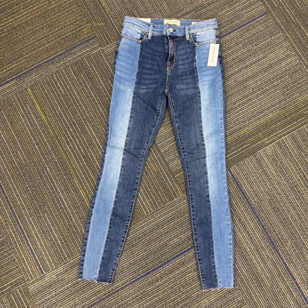 Pacsun High‎ Rise Ankle Jeggings Double Wash Two Tone Denim Womens Size 25